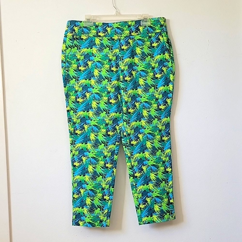 soft surroundings paint splatter design stretchy high rise pants PXL